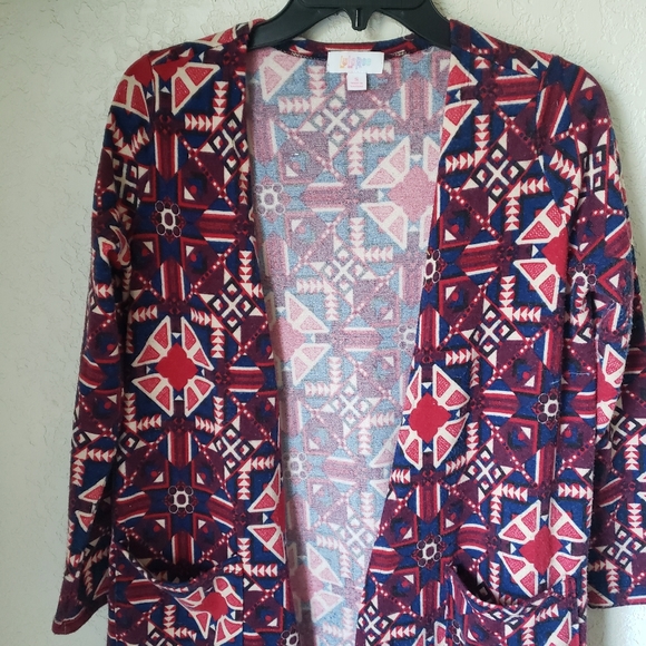 LuLaRoe Colorful Aztec Geo Sarah Duster Cardigan Size S - Picture 2 of 8